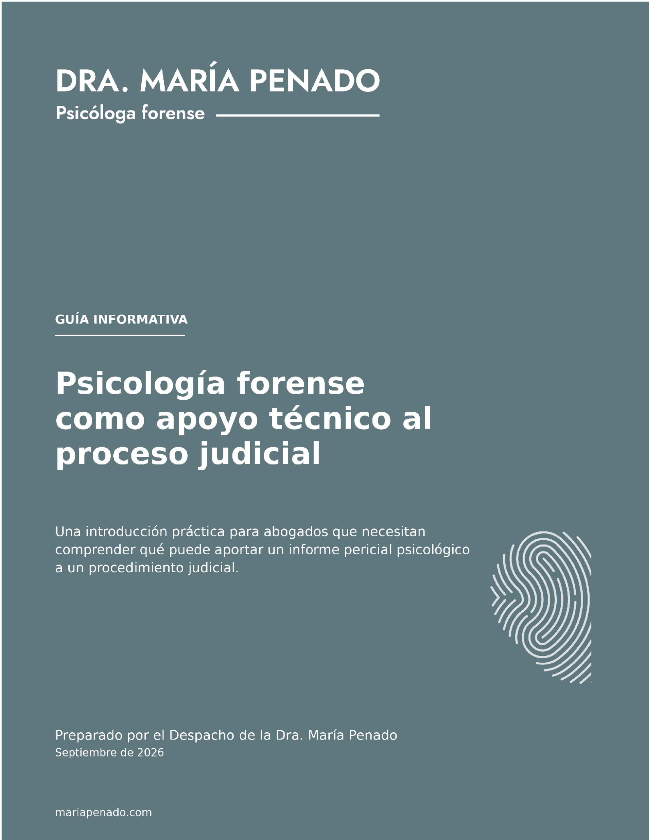 Portada de la guía «Psicología forense como apoyo técnico al proceso judicial», del Despacho de la Dra. María Penado